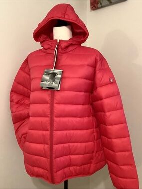 NEW Ookpik World Women’s Lightweight Red Hooded Winter Puffer Jacket Sz.3X *READ